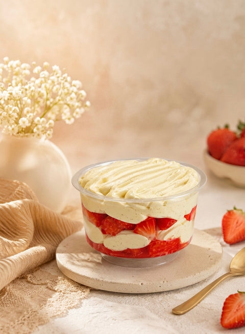 Straturi verrine capsuni crema mousseline si jeleu